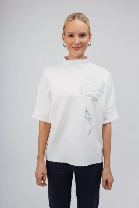 Open Fashion πουλόβερ με κεντητό σχέδιο τριαντάφυλλο