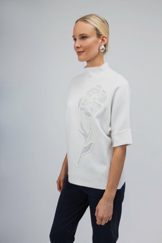 Open Fashion πουλόβερ με κεντητό σχέδιο τριαντάφυλλο