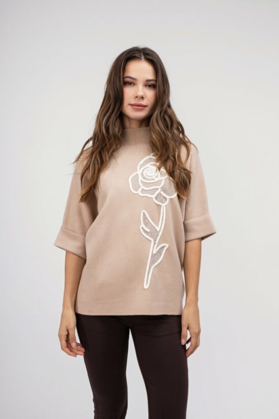 Open Fashion πουλόβερ με κεντητό σχέδιο τριαντάφυλλο