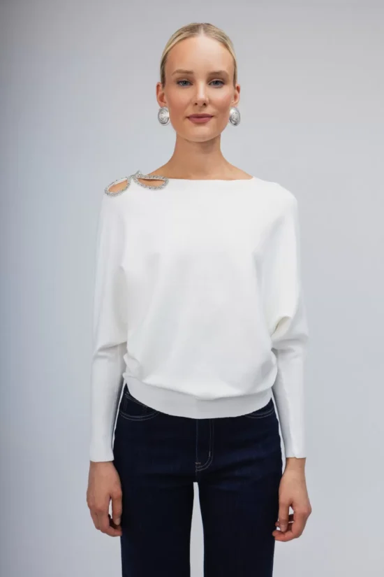 Open Fashion πουλόβερ με σχέδιο από strass στον ώμο