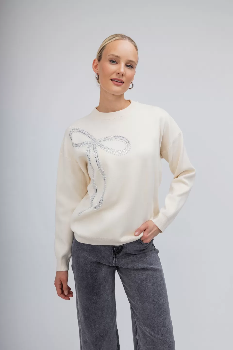 Open Fashion πουλόβερ με διακοσμητικό φιόγκο