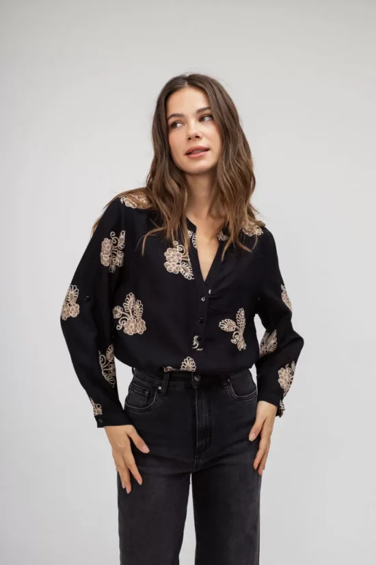 Open Fashion πουκάμισο με boho λουλούδια