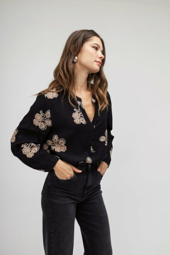 Open Fashion πουκάμισο με boho λουλούδια