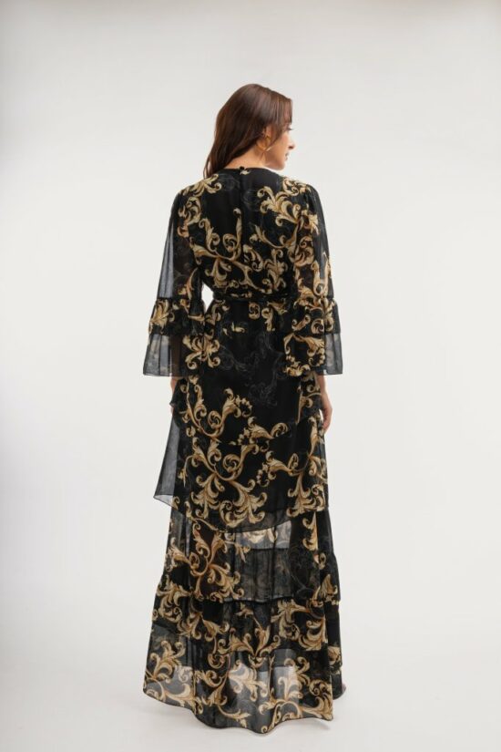 Open Fashion φόρεμα maxi κρουαζέ με δέσιμο στο πλάι εμπριμέ
