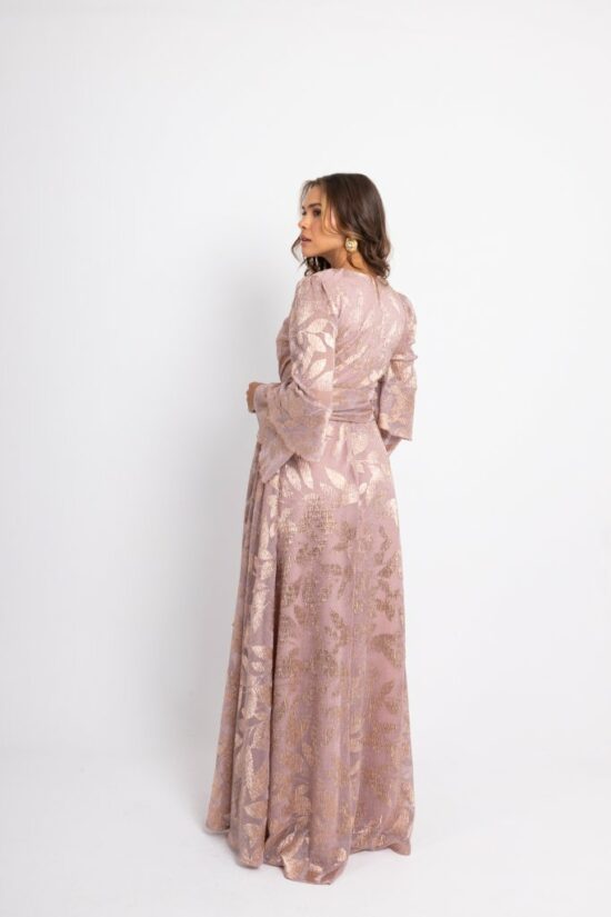 Open Fashion φόρεμα maxi κρουαζέ με χρυσά σχέδια