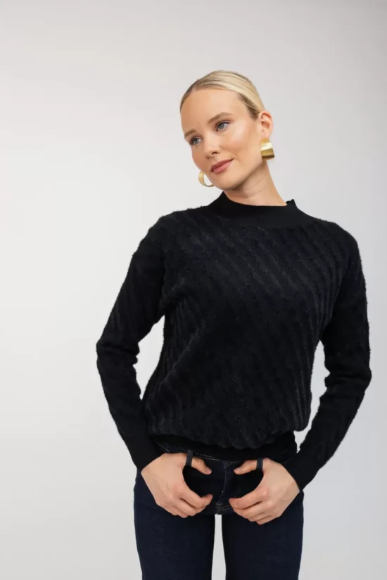 Open Fashion πουλόβερ- μπλούζα με βελουτέ υφή