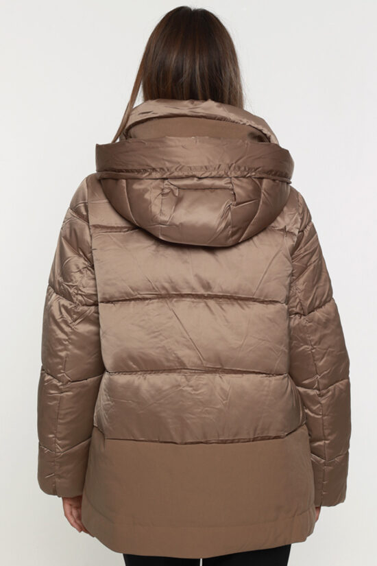 Μπουφάν puffer κοντό με συνδιασμό υφασμάτων