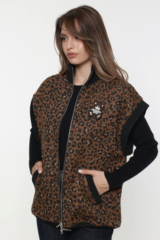 Αμάνικο μπουφάν animal print