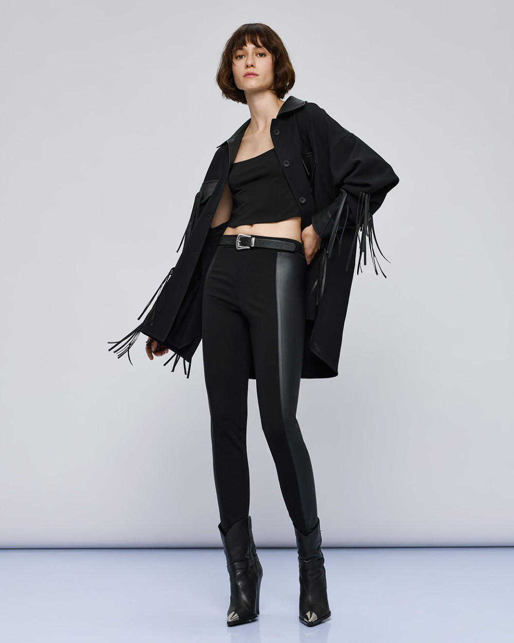 Access Fashion παντελόνι κολάν με φάσα όψη δέρματος