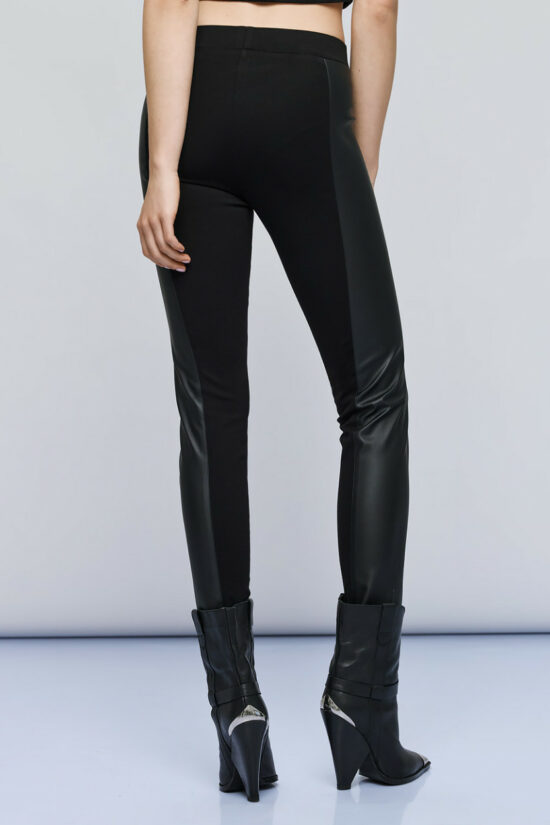 Access Fashion παντελόνι κολάν με φάσα όψη δέρματος