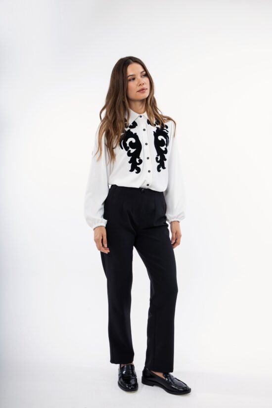 Open Fashion πουκάμισο με σχέδιο μαύρο λαχούρι