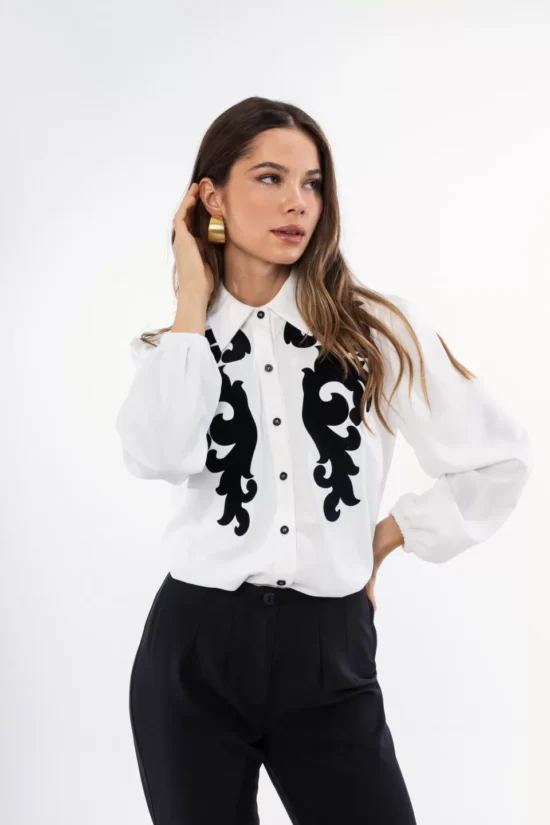 Open Fashion πουκάμισο με σχέδιο μαύρο λαχούρι