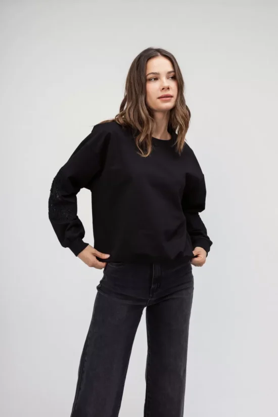 Open Fashion μπλούζα φούτερ με κεντητό σχέδιο