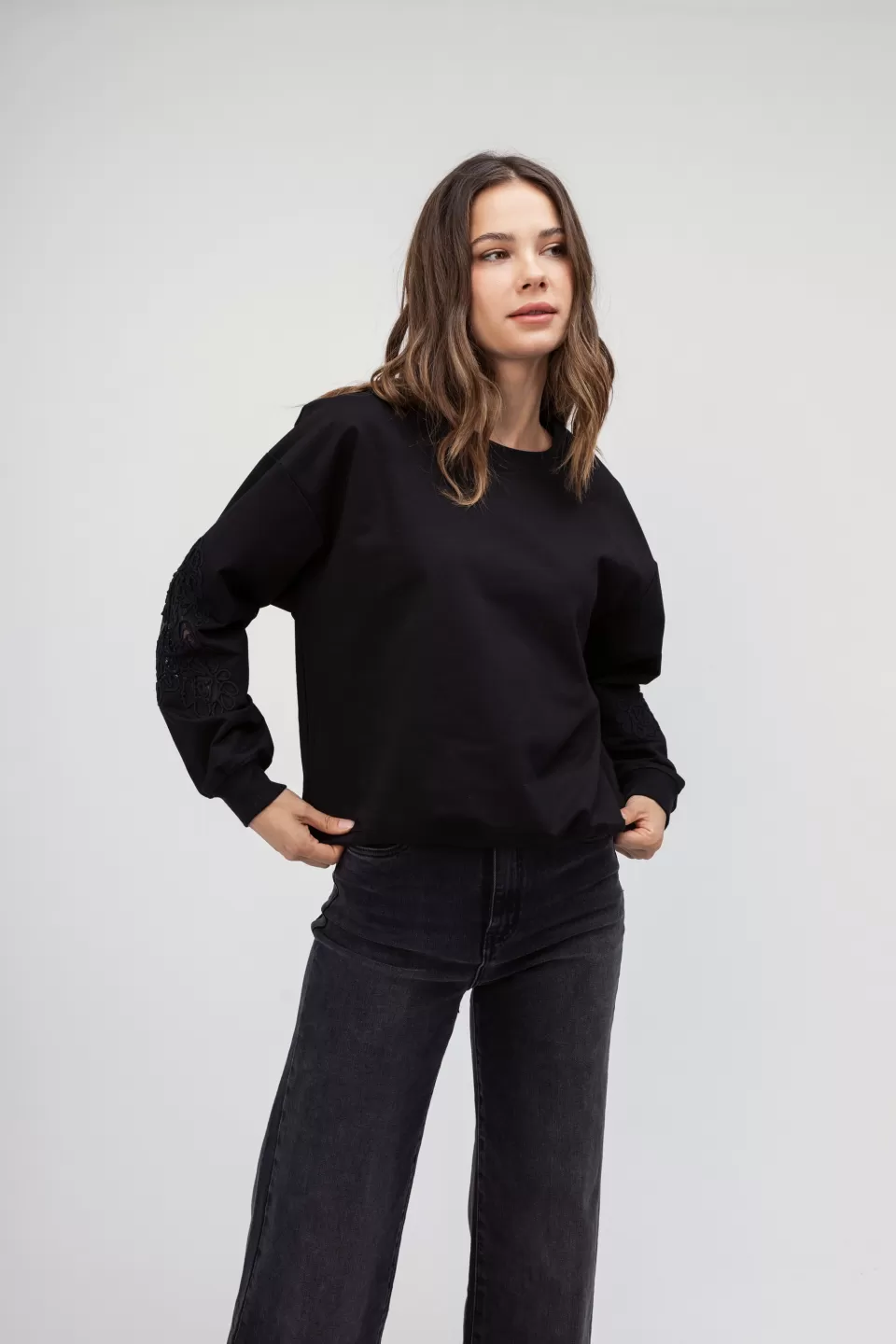 Open Fashion μπλούζα φούτερ με κεντητό σχέδιο