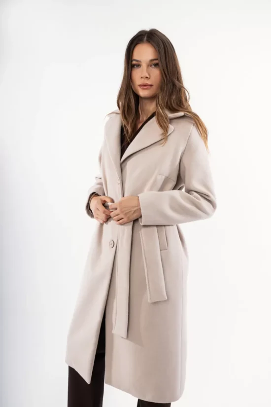 Open Fashion παλτό κλασικό με ζώνη και γιακά