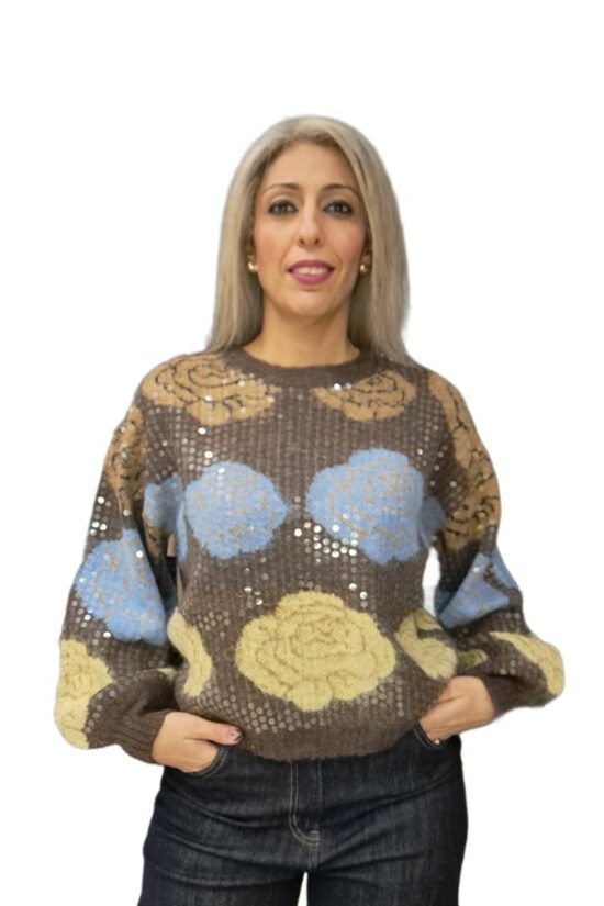 Πλεκτή μπλούζα με παγιέτα