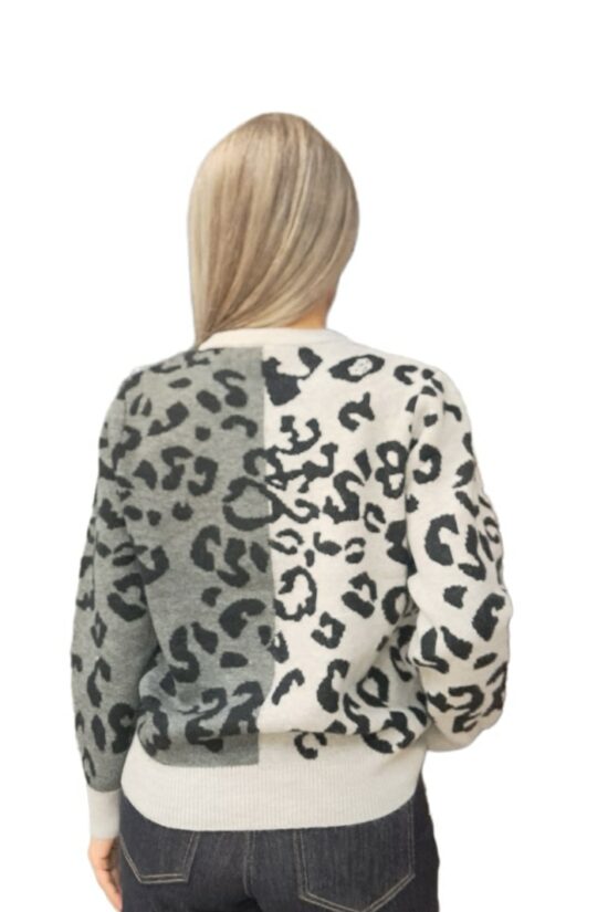 Πλεκτή μπλούζα animal print με παγιέτα