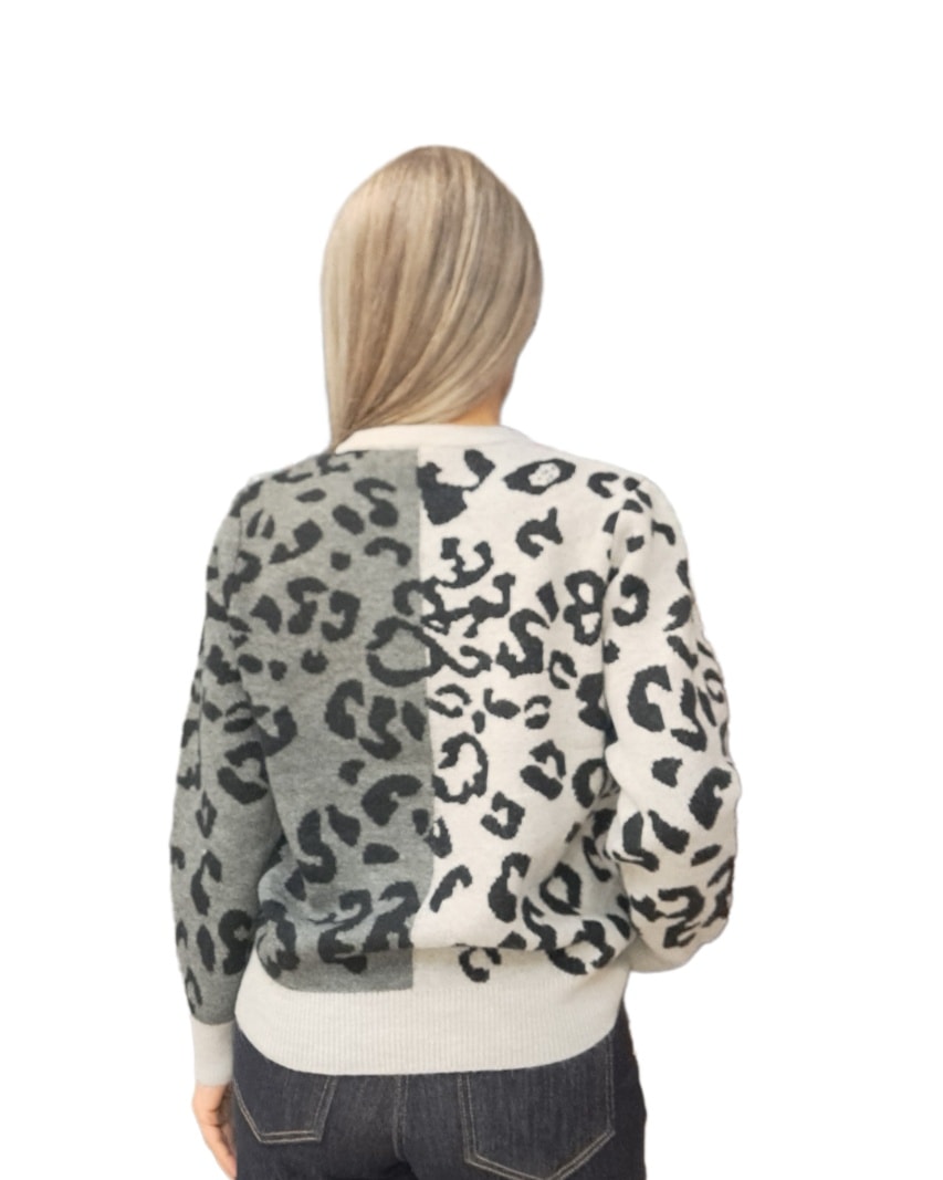 Πλεκτή μπλούζα animal print με παγιέτα