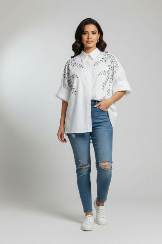 Πουκάμισο oversized με στρας