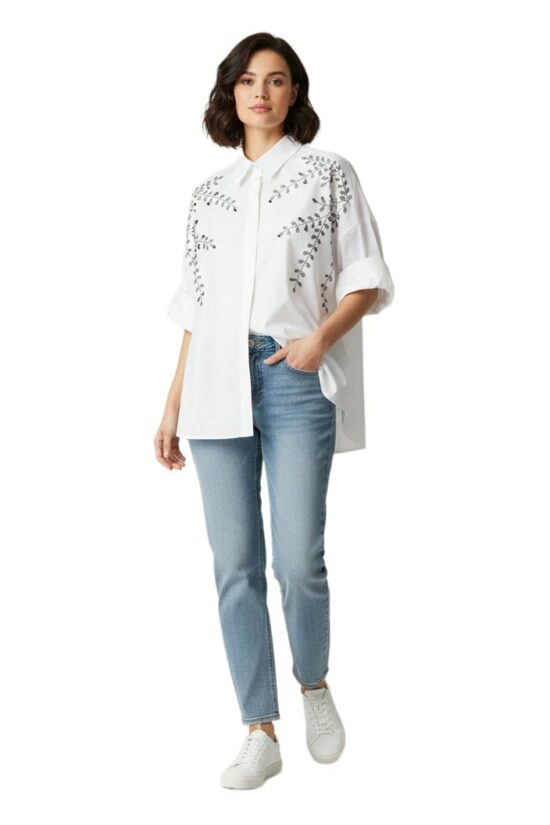 Πουκάμισο oversized με στρας