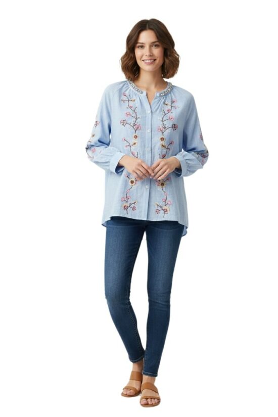 Πουκάμισο embroderied με λεπτομέρεια στρας