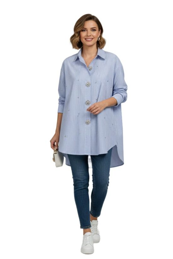 Πουκάμισο oversized με λεπτομέρεια στρας