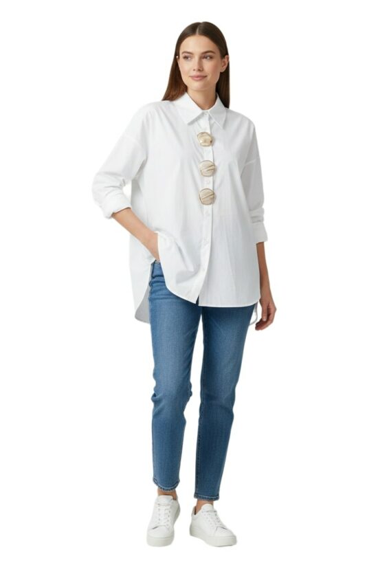 Πουκάμισο oversized με διακοσμητικές πέτρες