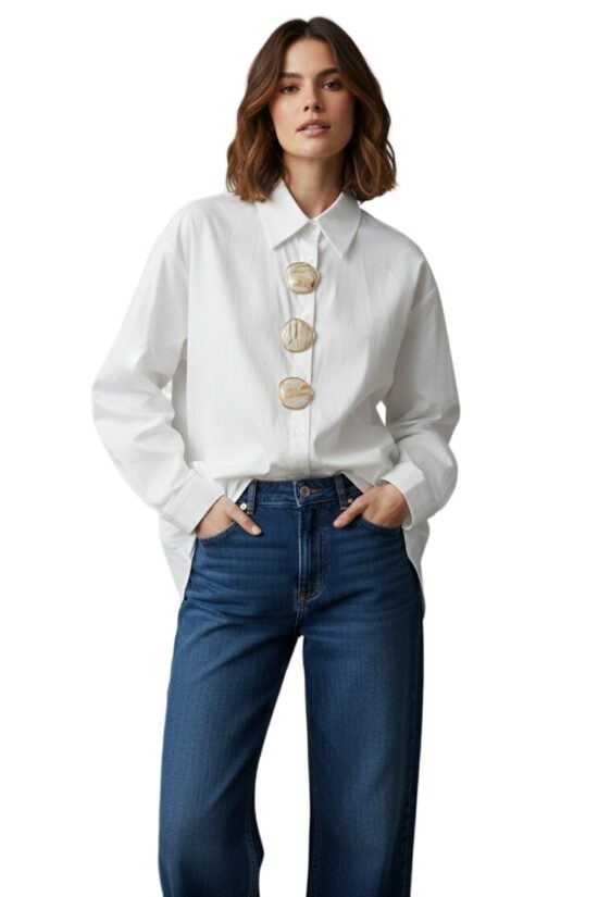 Πουκάμισο oversized με διακοσμητικές πέτρες