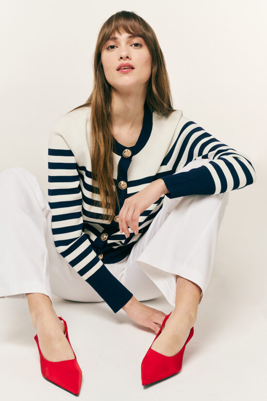 Forel πλεκτή ζακέτα μαρινιέρα με χρυσά κουμπιά