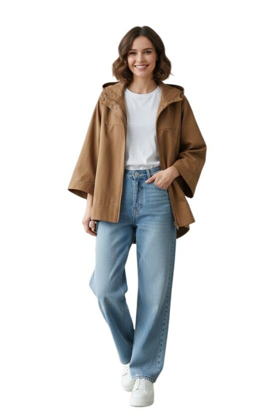 Τζάκετ oversized με κουκούλα