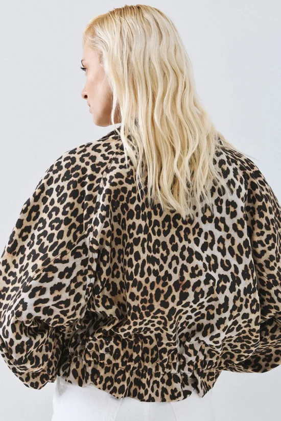 Access Fashion τζάκετ bomber λεοπάρ με τσέπες