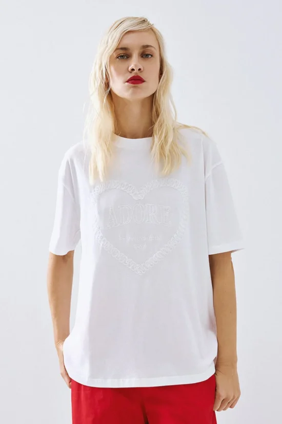 Access Fashion t-shirt με κέντημα