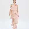 Access Fashion φόρεμα halter με βολάν και λουλούδι