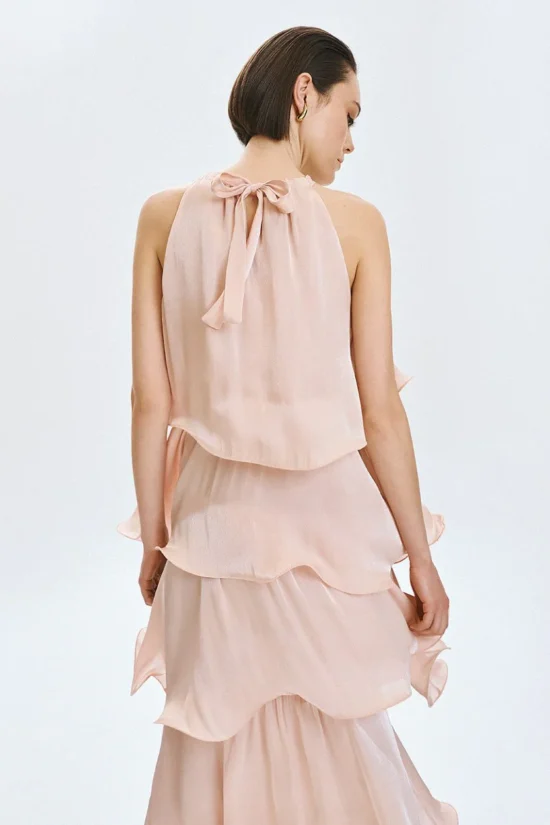 Access Fashion φόρεμα halter με βολάν και λουλούδι