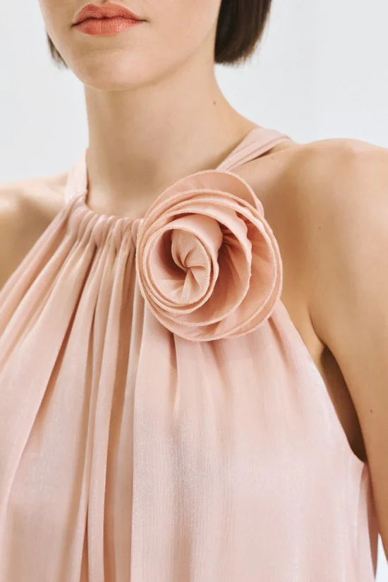 Access Fashion φόρεμα halter με βολάν και λουλούδι