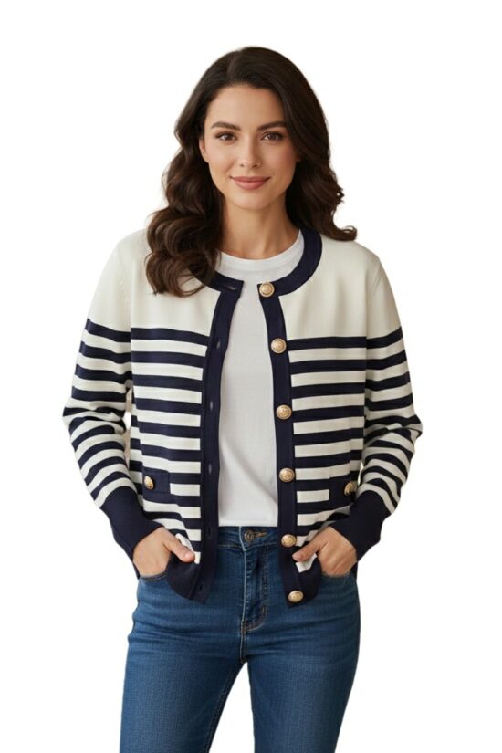 Forel πλεκτή ριγέ ζακέτα