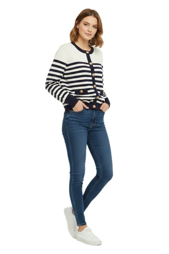 Forel πλεκτή ριγέ ζακέτα