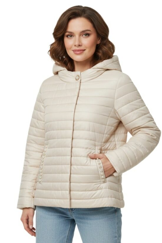 Μπουφάν καπιτονέ με λεπτομέρεια πέρλα