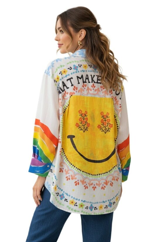 Πουκάμισο oversized rainbow & parrot