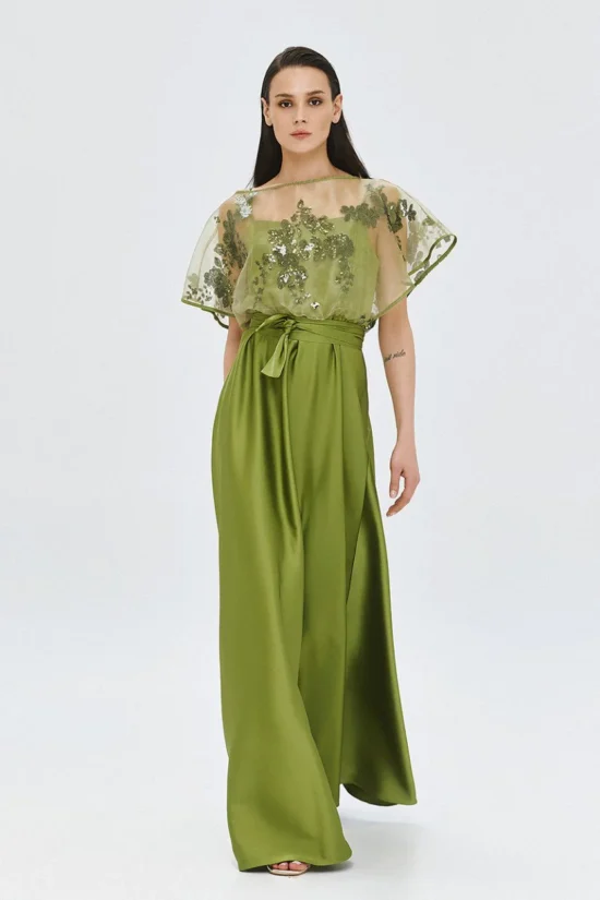 Access Fashion φόρεμα μάξι σατέν με παγιέτα