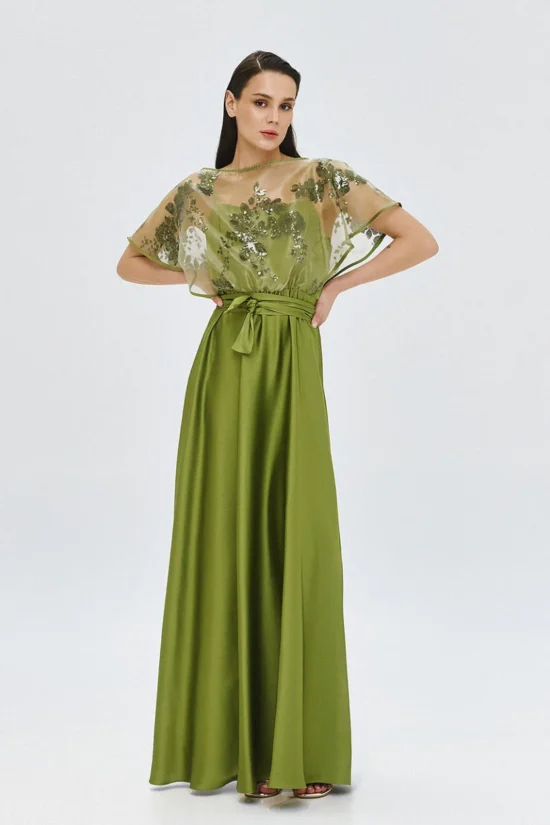 Access Fashion φόρεμα μάξι σατέν με παγιέτα