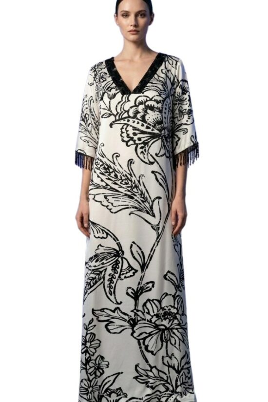 Forel καφτάνι με λεπτομέρεια από χάντρες