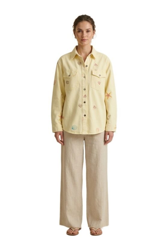 Πουκάμισο denim oversized με κέντημα