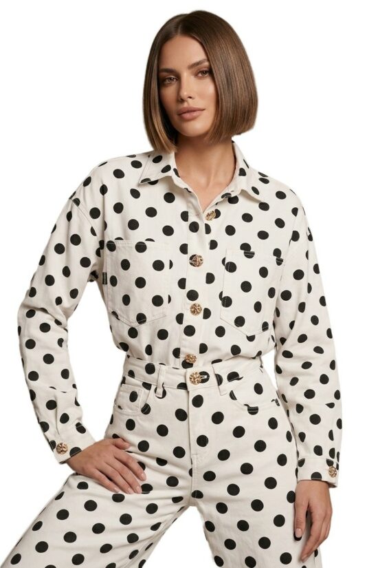 Σετ πουά με χρυσά κουμπιά