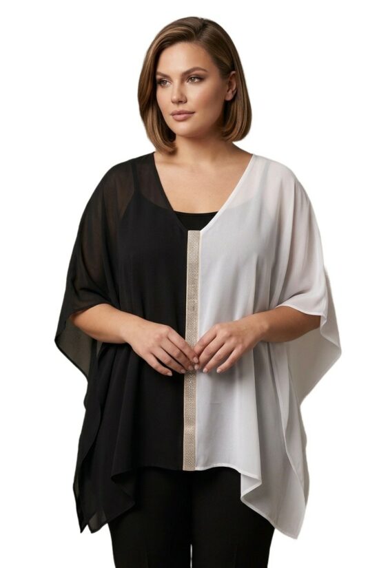 Μπλούζα μουσελίνα με λεπτομέρεια στρας