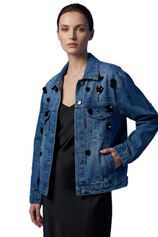Τζιν oversized τζάκετ με στρας