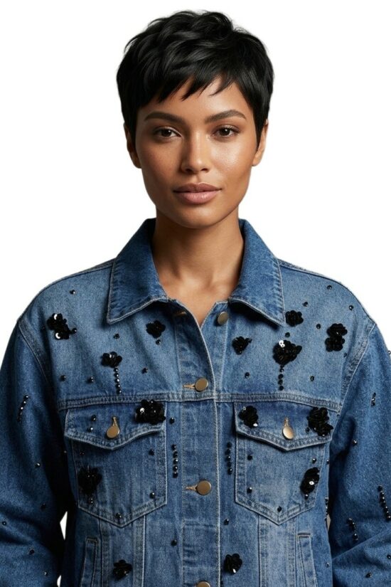 Τζιν oversized τζάκετ με στρας