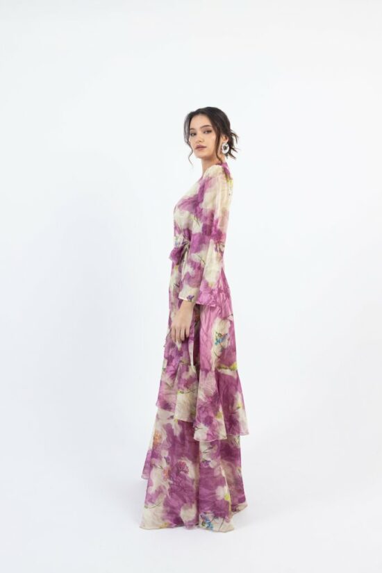 Open Fashion φόρεμα μάξι κρουαζέ με floral σχέδιο
