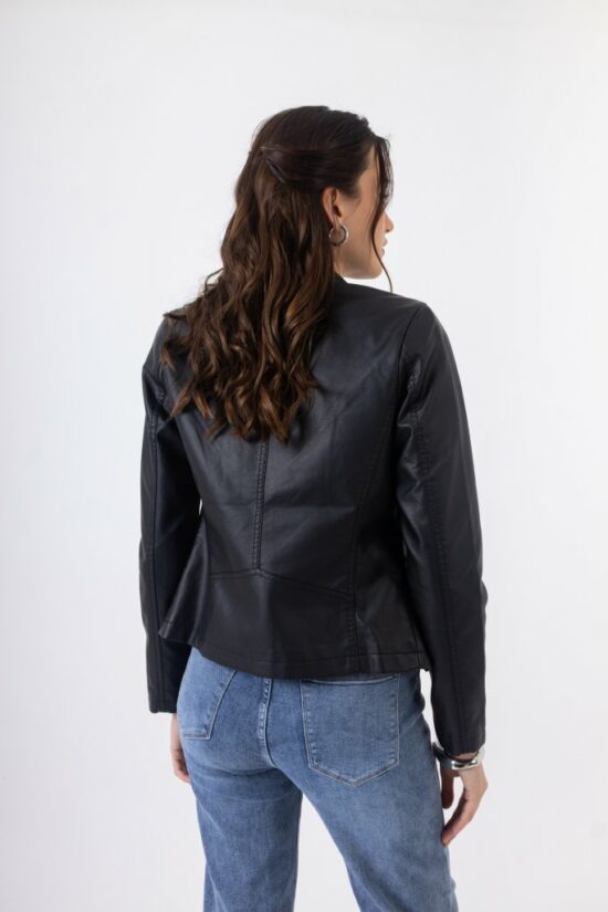 Open Fashion κοντό μπουφάν δερματίνη με φερμουάρ