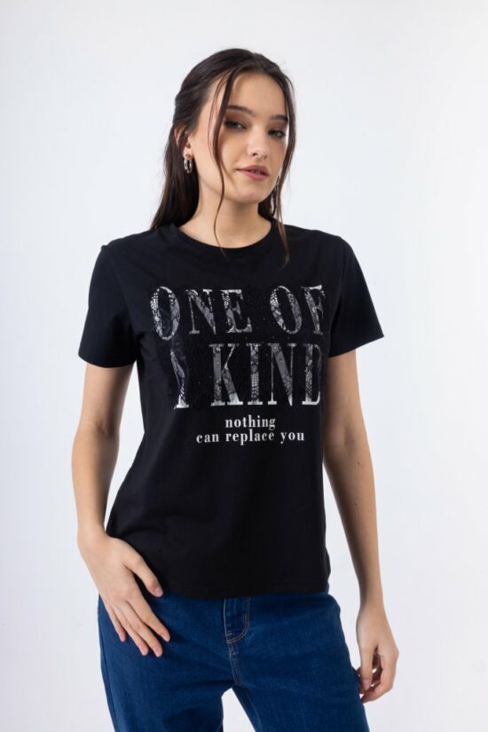 Open Fashion μπλούζα με τύπωμα “one of a kind” & δαντέλα